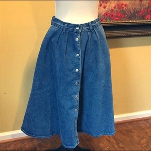 Zara Vintage Style Denim Midi Skirt